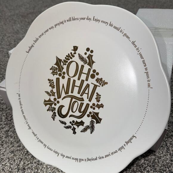 Dayspring Bless Your Day Holiday Giving Plate, White with Gold Foil, NEW IN BOX - Picture 2 of 6